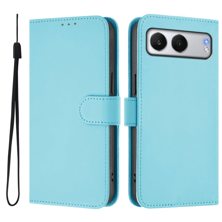 For OnePlus Nord 4 5G Skin Feel Solid Color Leather Phone Case with Lanyard