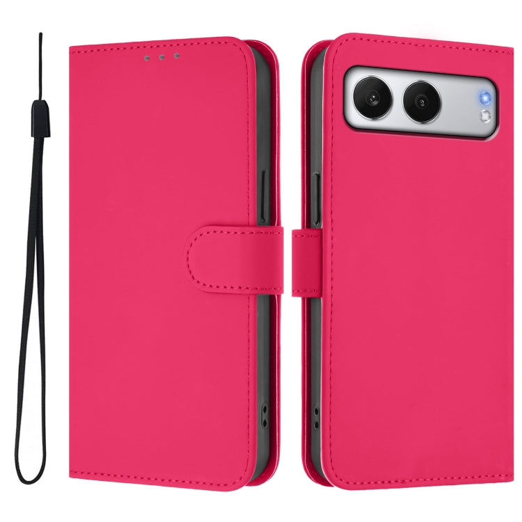 For OnePlus Nord 4 5G Skin Feel Solid Color Leather Phone Case with Lanyard