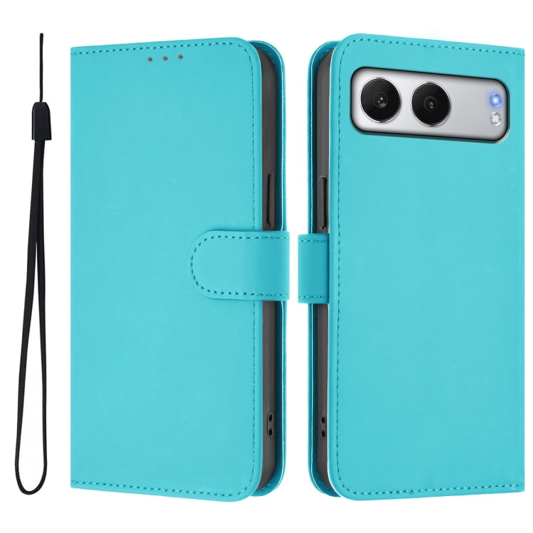 For OnePlus Nord 4 5G Skin Feel Solid Color Leather Phone Case with Lanyard