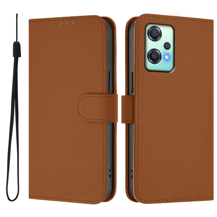 For OnePlus Nord CE 2 Lite 5G Skin Feel Solid Color Leather Phone Case with Lanyard