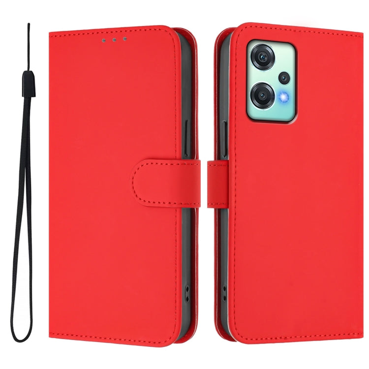 For OnePlus Nord CE 2 Lite 5G Skin Feel Solid Color Leather Phone Case with Lanyard