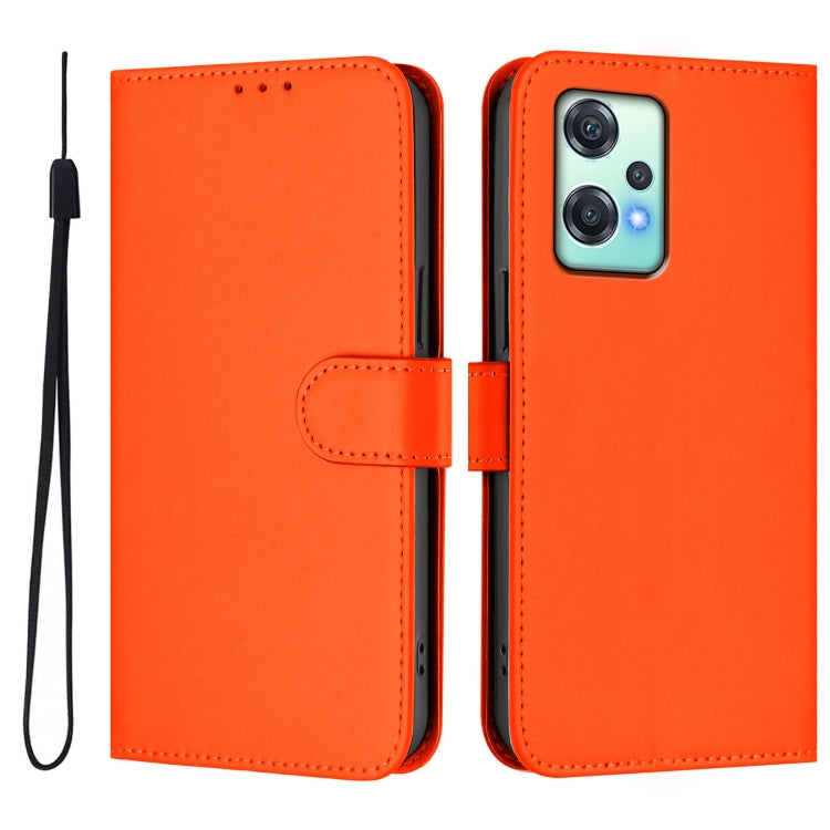 For OnePlus Nord CE 2 Lite 5G Skin Feel Solid Color Leather Phone Case with Lanyard