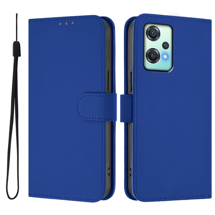 For OnePlus Nord CE 2 Lite 5G Skin Feel Solid Color Leather Phone Case with Lanyard