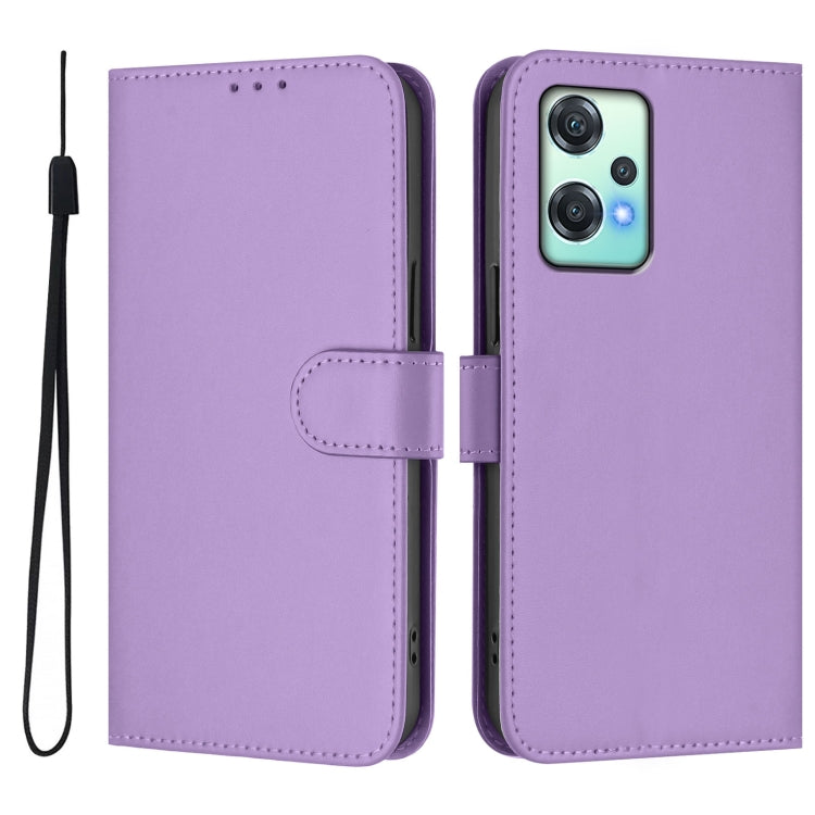For OnePlus Nord CE 2 Lite 5G Skin Feel Solid Color Leather Phone Case with Lanyard