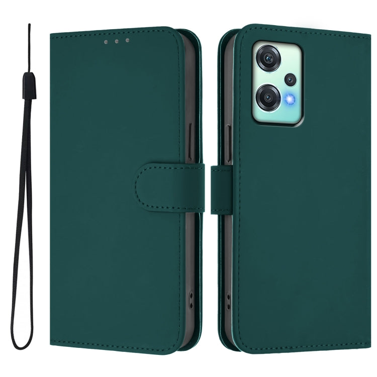For OnePlus Nord CE 2 Lite 5G Skin Feel Solid Color Leather Phone Case with Lanyard
