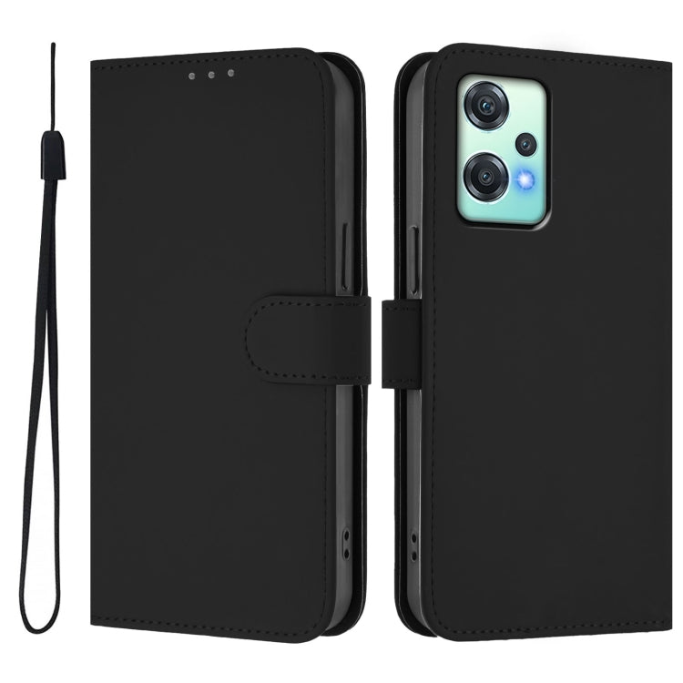 For OnePlus Nord CE 2 Lite 5G Skin Feel Solid Color Leather Phone Case with Lanyard