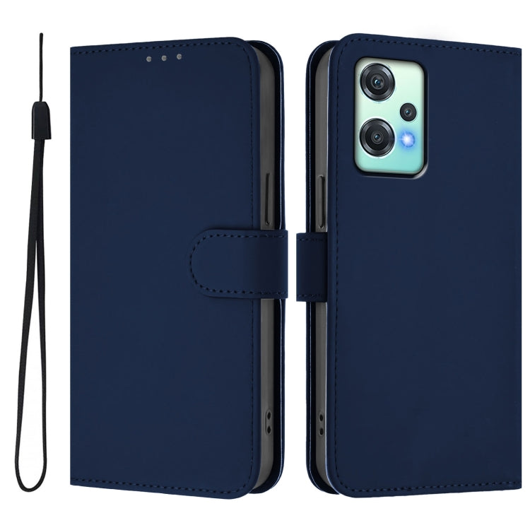 For OnePlus Nord CE 2 Lite 5G Skin Feel Solid Color Leather Phone Case with Lanyard