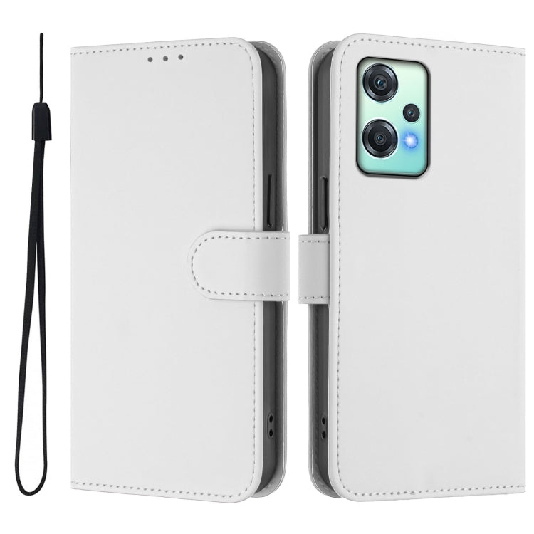 For OnePlus Nord CE 2 Lite 5G Skin Feel Solid Color Leather Phone Case with Lanyard