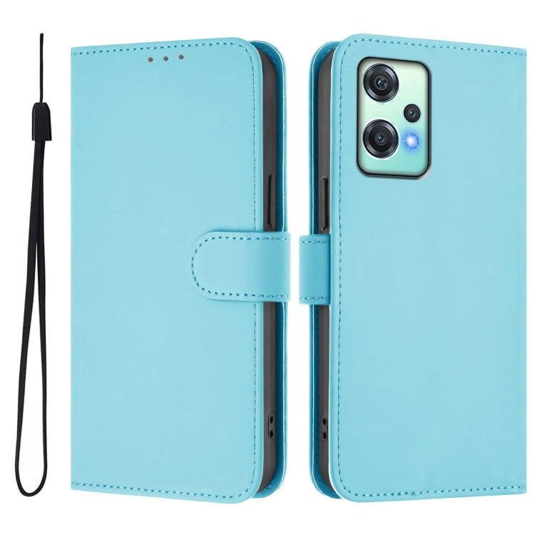 For OnePlus Nord CE 2 Lite 5G Skin Feel Solid Color Leather Phone Case with Lanyard
