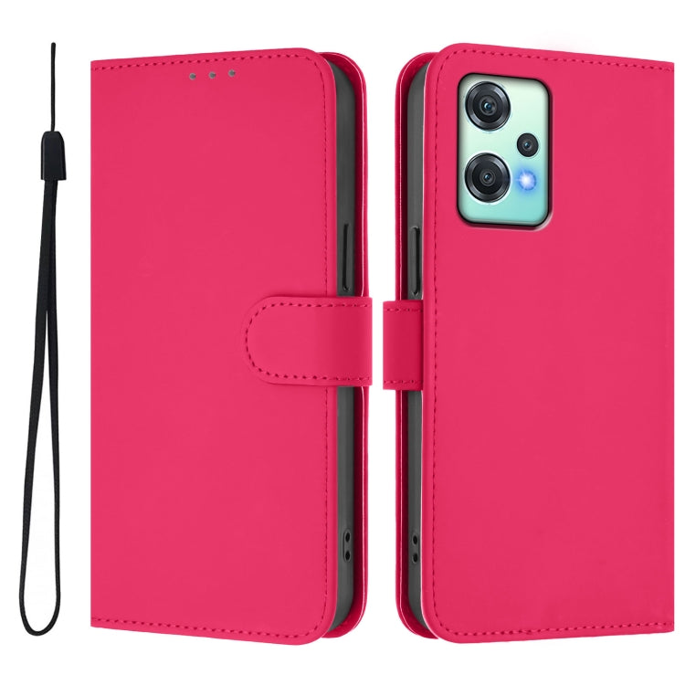 For OnePlus Nord CE 2 Lite 5G Skin Feel Solid Color Leather Phone Case with Lanyard