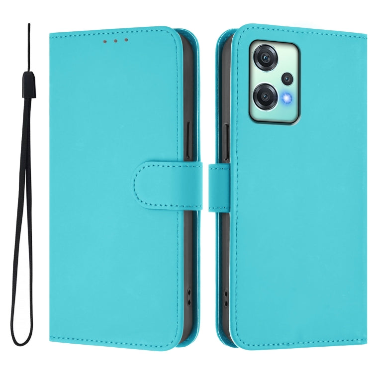 For OnePlus Nord CE 2 Lite 5G Skin Feel Solid Color Leather Phone Case with Lanyard