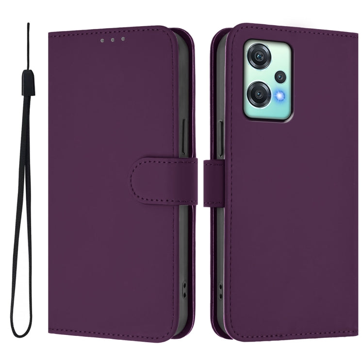 For OnePlus Nord CE 2 Lite 5G Skin Feel Solid Color Leather Phone Case with Lanyard