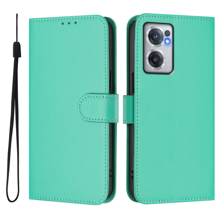 For OnePlus Nord CE 2 5G Skin Feel Solid Color Leather Phone Case with Lanyard