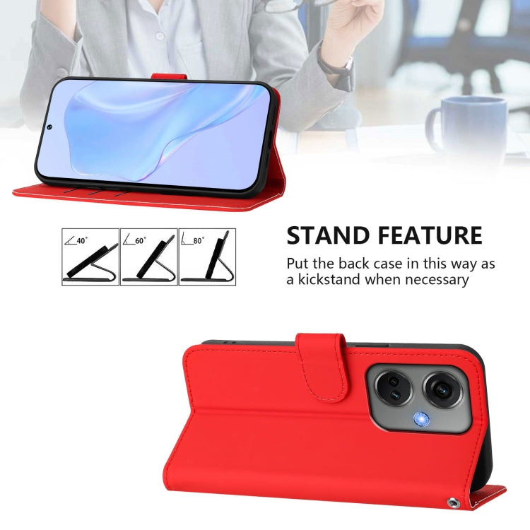 For OnePlus Nord CE3 5G India Skin Feel Solid Color Leather Phone Case with Lanyard