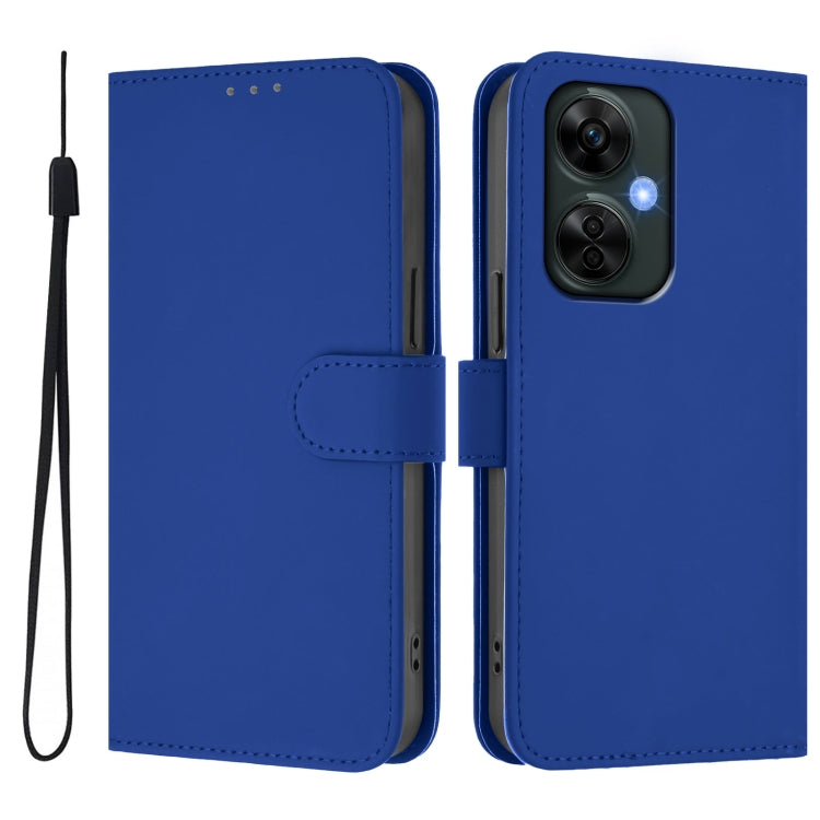For OnePlus Nord CE 3 Lite 5G Skin Feel Solid Color Leather Phone Case with Lanyard