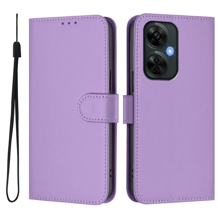 For OnePlus Nord CE 3 Lite 5G Skin Feel Solid Color Leather Phone Case with Lanyard