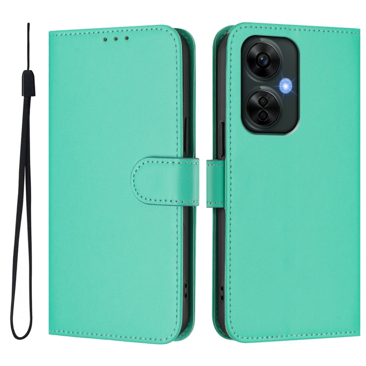 For OnePlus Nord CE 3 Lite 5G Skin Feel Solid Color Leather Phone Case with Lanyard