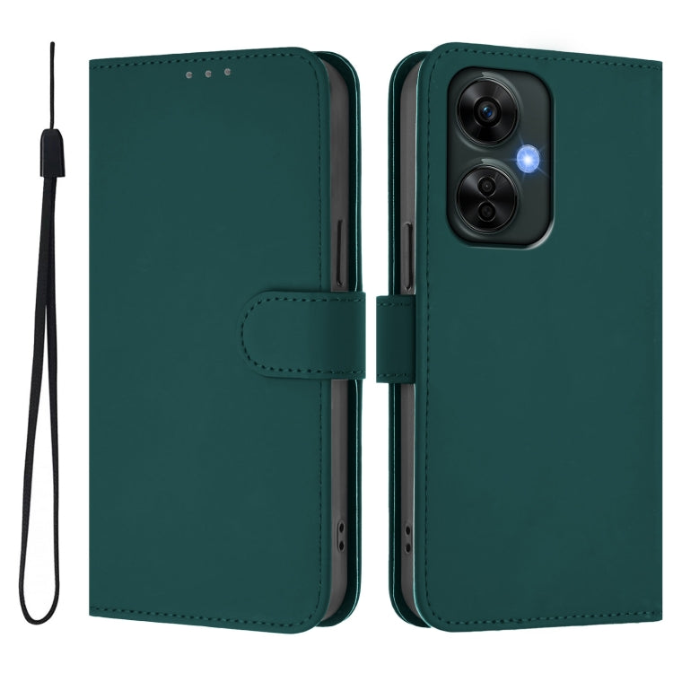 For OnePlus Nord CE 3 Lite 5G Skin Feel Solid Color Leather Phone Case with Lanyard