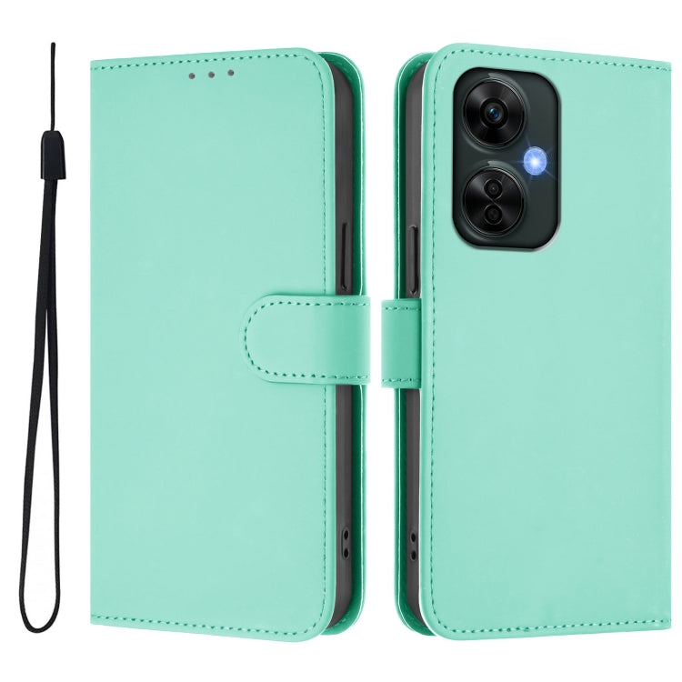 For OnePlus Nord CE 3 Lite 5G Skin Feel Solid Color Leather Phone Case with Lanyard