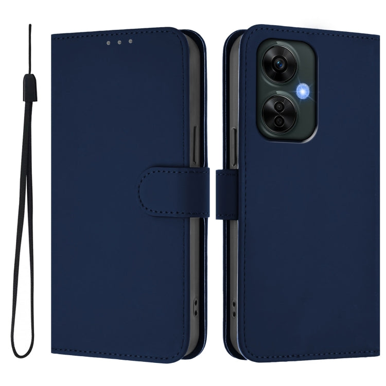For OnePlus Nord CE 3 Lite 5G Skin Feel Solid Color Leather Phone Case with Lanyard