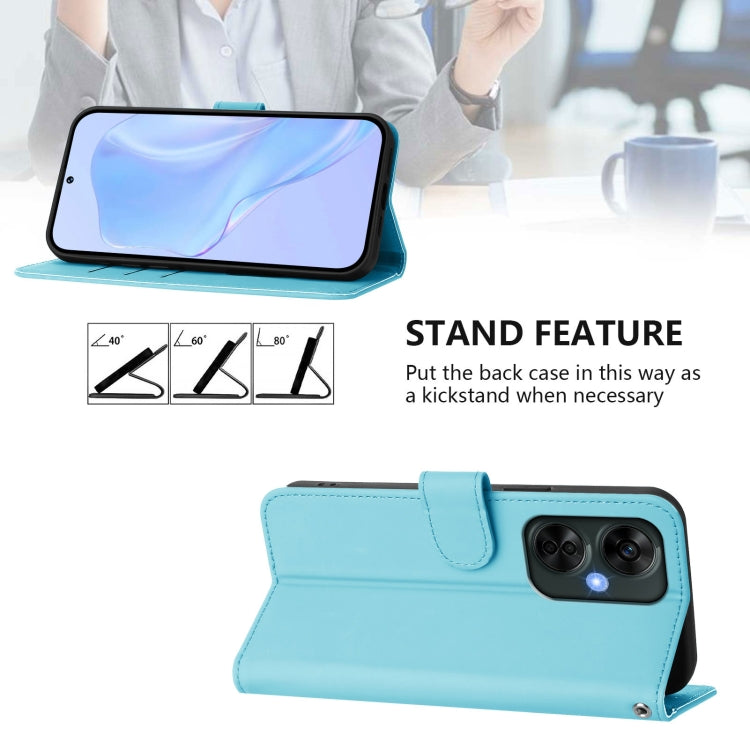 For OnePlus Nord CE 3 Lite 5G Skin Feel Solid Color Leather Phone Case with Lanyard