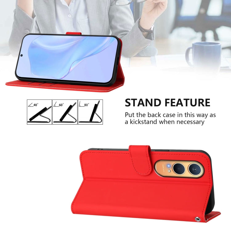 For OnePlus Nord CE4 Lite 5G Global Skin Feel Solid Color Leather Phone Case with Lanyard