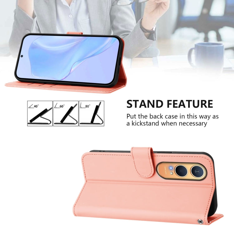 For OnePlus Nord CE4 Lite 5G Global Skin Feel Solid Color Leather Phone Case with Lanyard