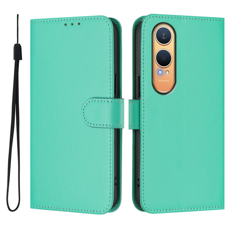 For OnePlus Nord CE4 Lite 5G Global Skin Feel Solid Color Leather Phone Case with Lanyard