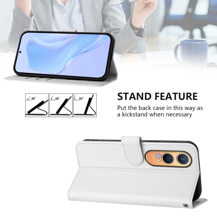 For OnePlus Nord CE4 Lite 5G Global Skin Feel Solid Color Leather Phone Case with Lanyard