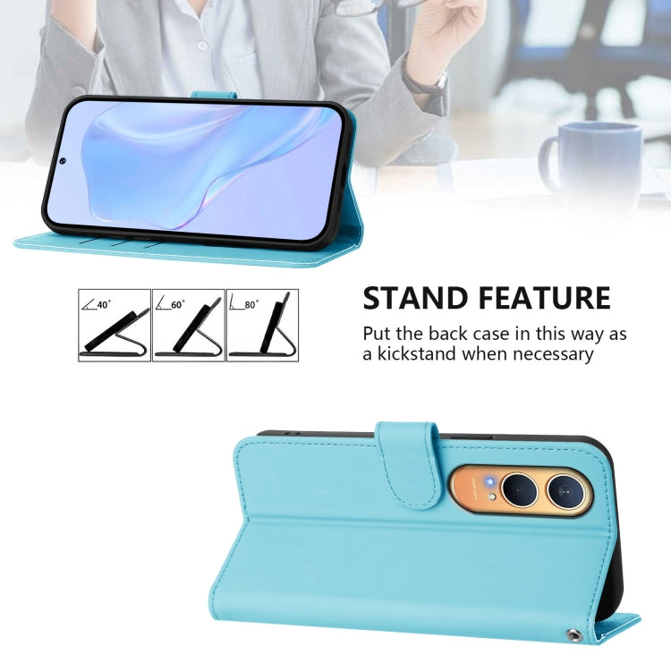 For OnePlus Nord CE4 Lite 5G Global Skin Feel Solid Color Leather Phone Case with Lanyard