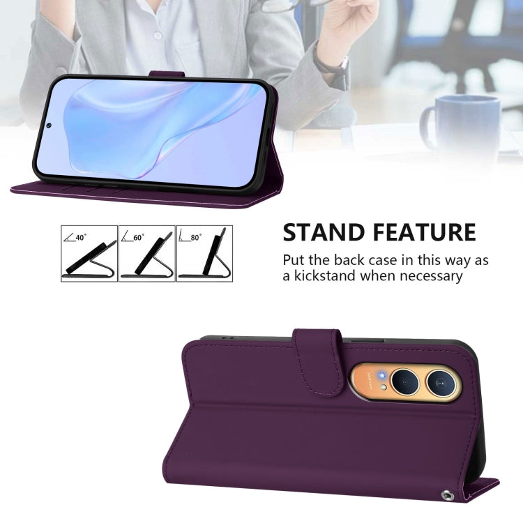 For OnePlus Nord CE4 Lite 5G Global Skin Feel Solid Color Leather Phone Case with Lanyard
