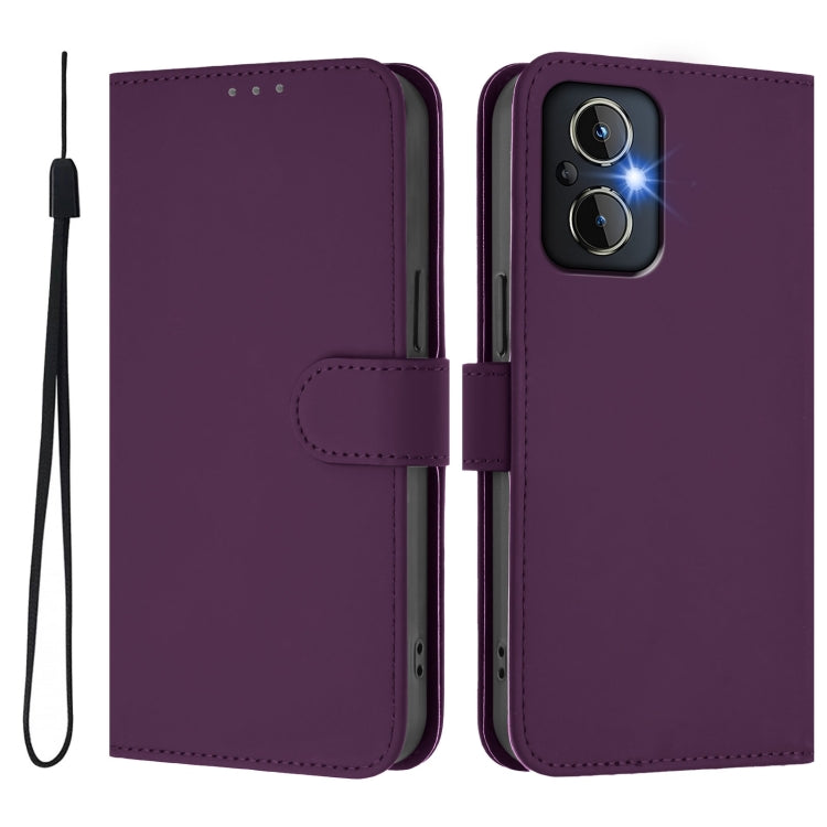 For OnePlus Nord N20 5G Skin Feel Solid Color Leather Phone Case with Lanyard