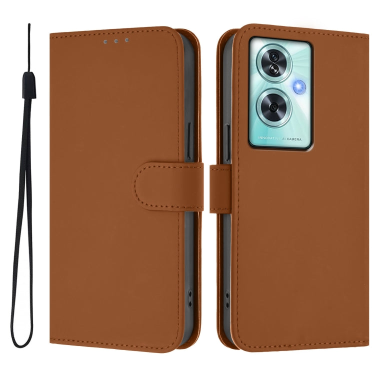 For OnePlus Nord N30 SE 5G Skin Feel Solid Color Leather Phone Case with Lanyard