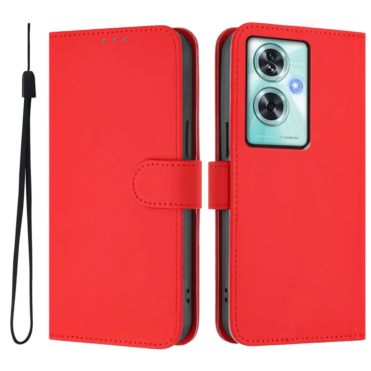 For OnePlus Nord N30 SE 5G Skin Feel Solid Color Leather Phone Case with Lanyard