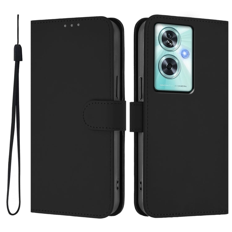 For OnePlus Nord N30 SE 5G Skin Feel Solid Color Leather Phone Case with Lanyard