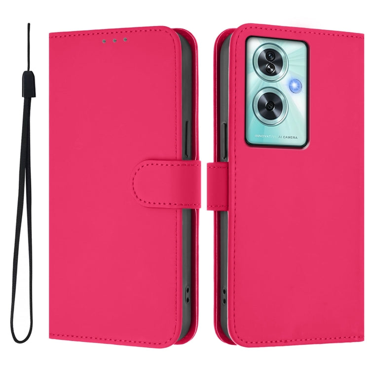 For OnePlus Nord N30 SE 5G Skin Feel Solid Color Leather Phone Case with Lanyard
