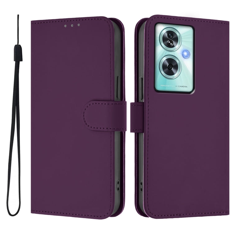 For OnePlus Nord N30 SE 5G Skin Feel Solid Color Leather Phone Case with Lanyard