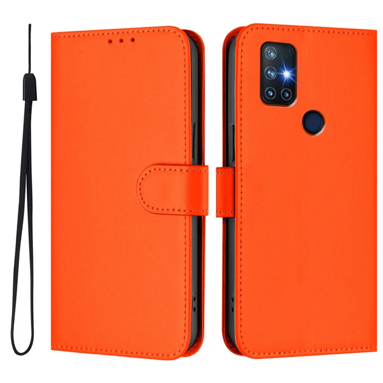 For OnePlus Nord N10 5G Skin Feel Solid Color Leather Phone Case with Lanyard