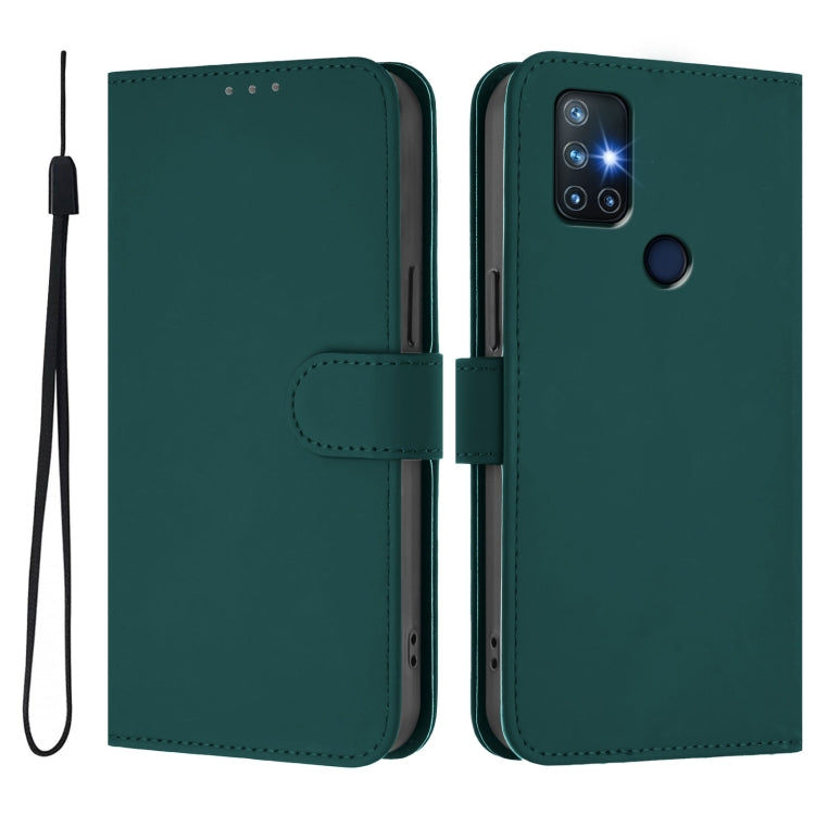For OnePlus Nord N10 5G Skin Feel Solid Color Leather Phone Case with Lanyard