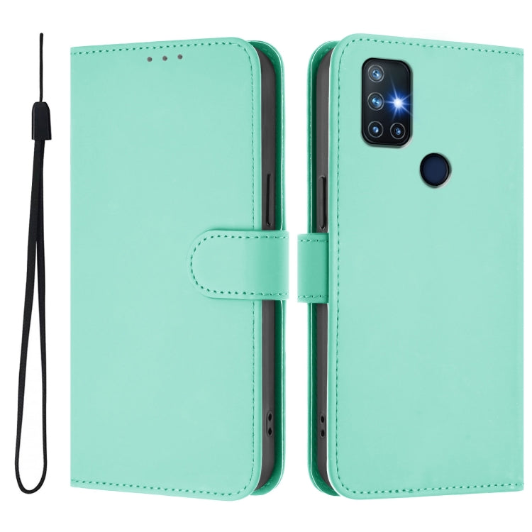 For OnePlus Nord N10 5G Skin Feel Solid Color Leather Phone Case with Lanyard
