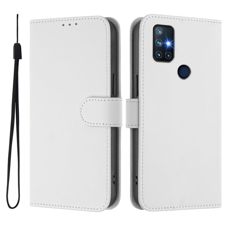 For OnePlus Nord N10 5G Skin Feel Solid Color Leather Phone Case with Lanyard