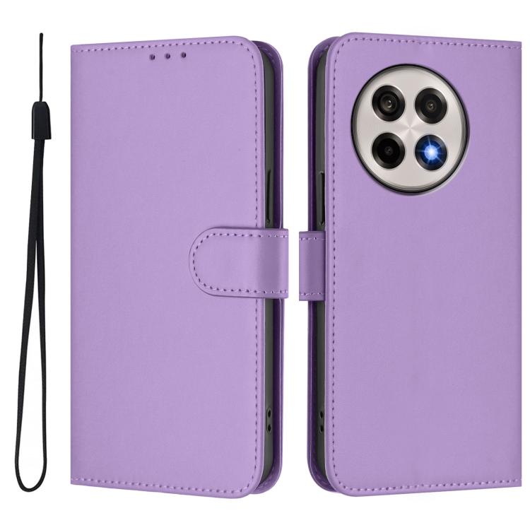 For OnePlus Ace 5 Pro / Ace 5 / 13R Skin Feel Solid Color Leather Phone Case with Lanyard