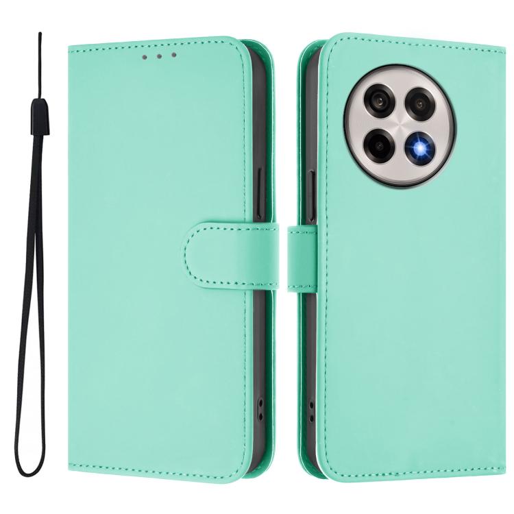 For OnePlus Ace 5 Pro / Ace 5 / 13R Skin Feel Solid Color Leather Phone Case with Lanyard