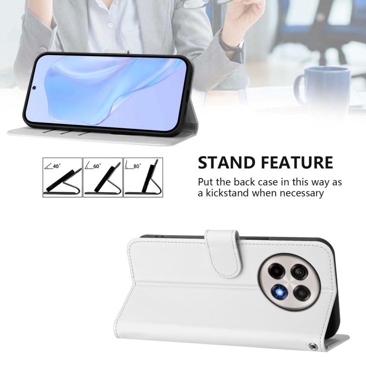 For OnePlus Ace 5 Pro / Ace 5 / 13R Skin Feel Solid Color Leather Phone Case with Lanyard