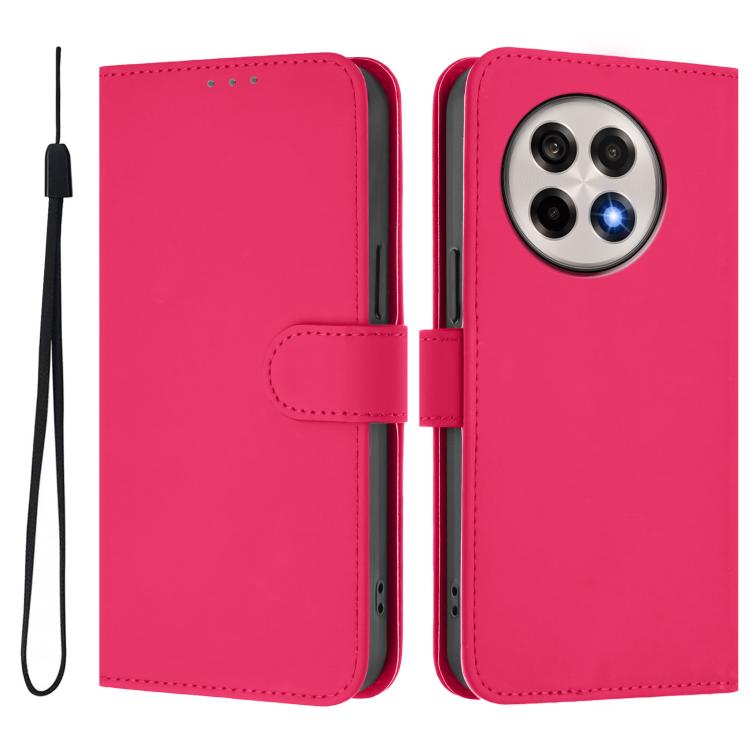 For OnePlus Ace 5 Pro / Ace 5 / 13R Skin Feel Solid Color Leather Phone Case with Lanyard