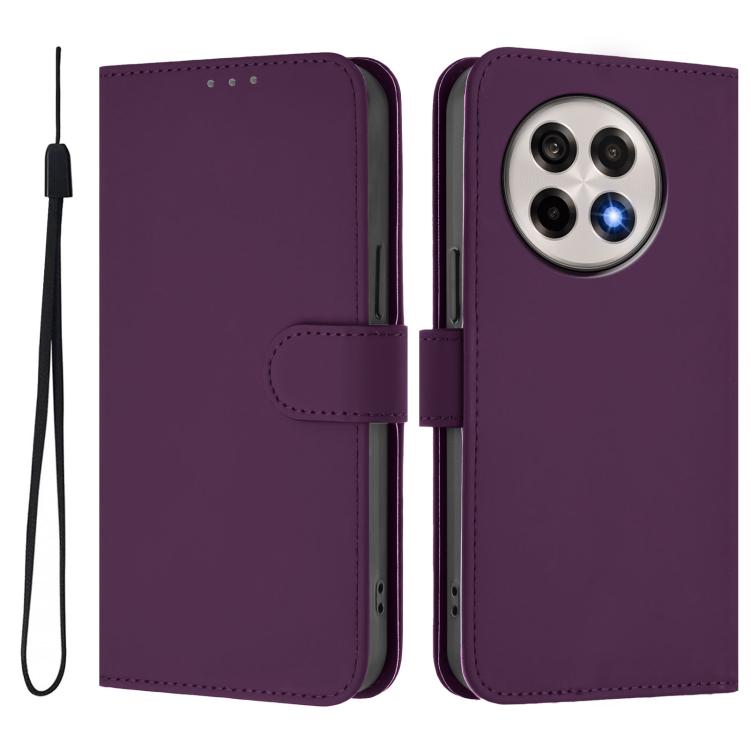 For OnePlus Ace 5 Pro / Ace 5 / 13R Skin Feel Solid Color Leather Phone Case with Lanyard