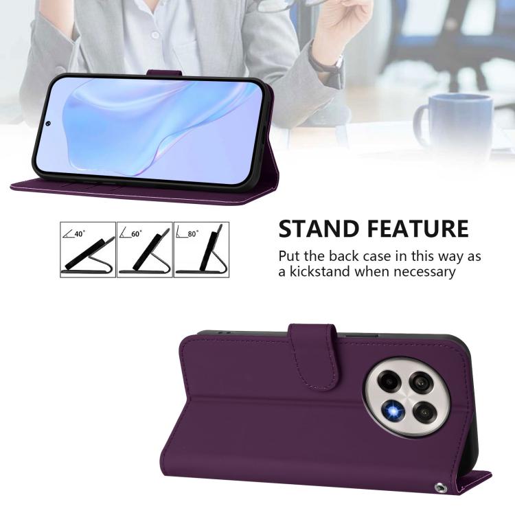 For OnePlus Ace 5 Pro / Ace 5 / 13R Skin Feel Solid Color Leather Phone Case with Lanyard
