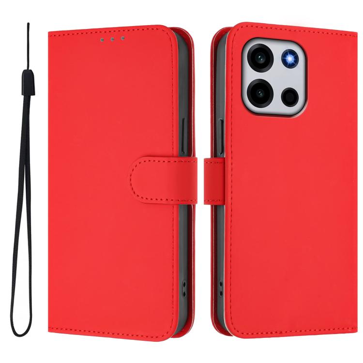 For OnePlus Turbo 6 / Turbo 6V Skin Feel Solid Color Leather Phone Case with Lanyard