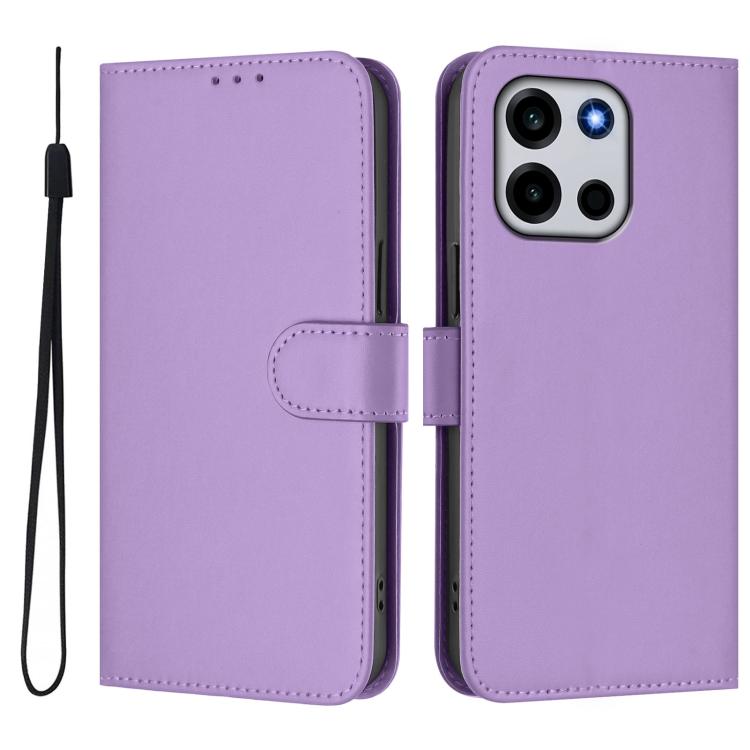For OnePlus Turbo 6 / Turbo 6V Skin Feel Solid Color Leather Phone Case with Lanyard