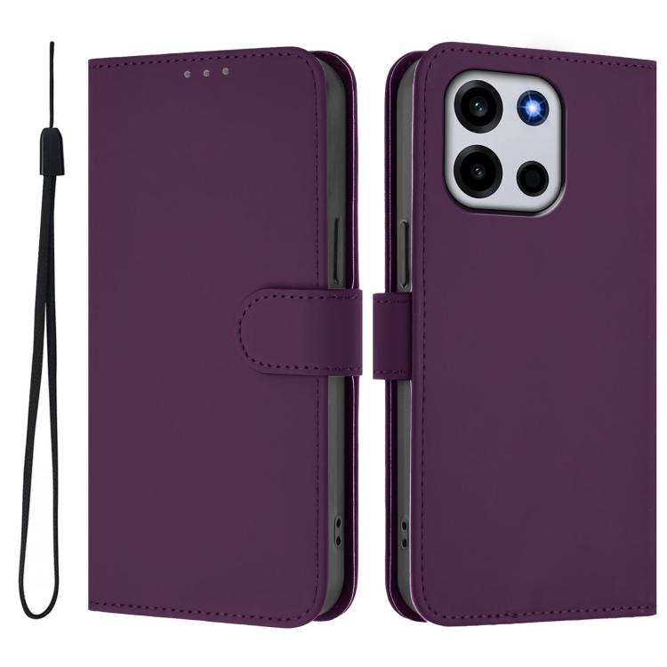 For OnePlus Turbo 6 / Turbo 6V Skin Feel Solid Color Leather Phone Case with Lanyard